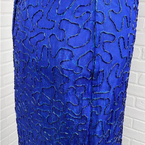 Stenay Dress Women‎ 8 Blue Silver Paisley All Over Embellish Silk Formal VTG NWT - Picture 10 of 16
